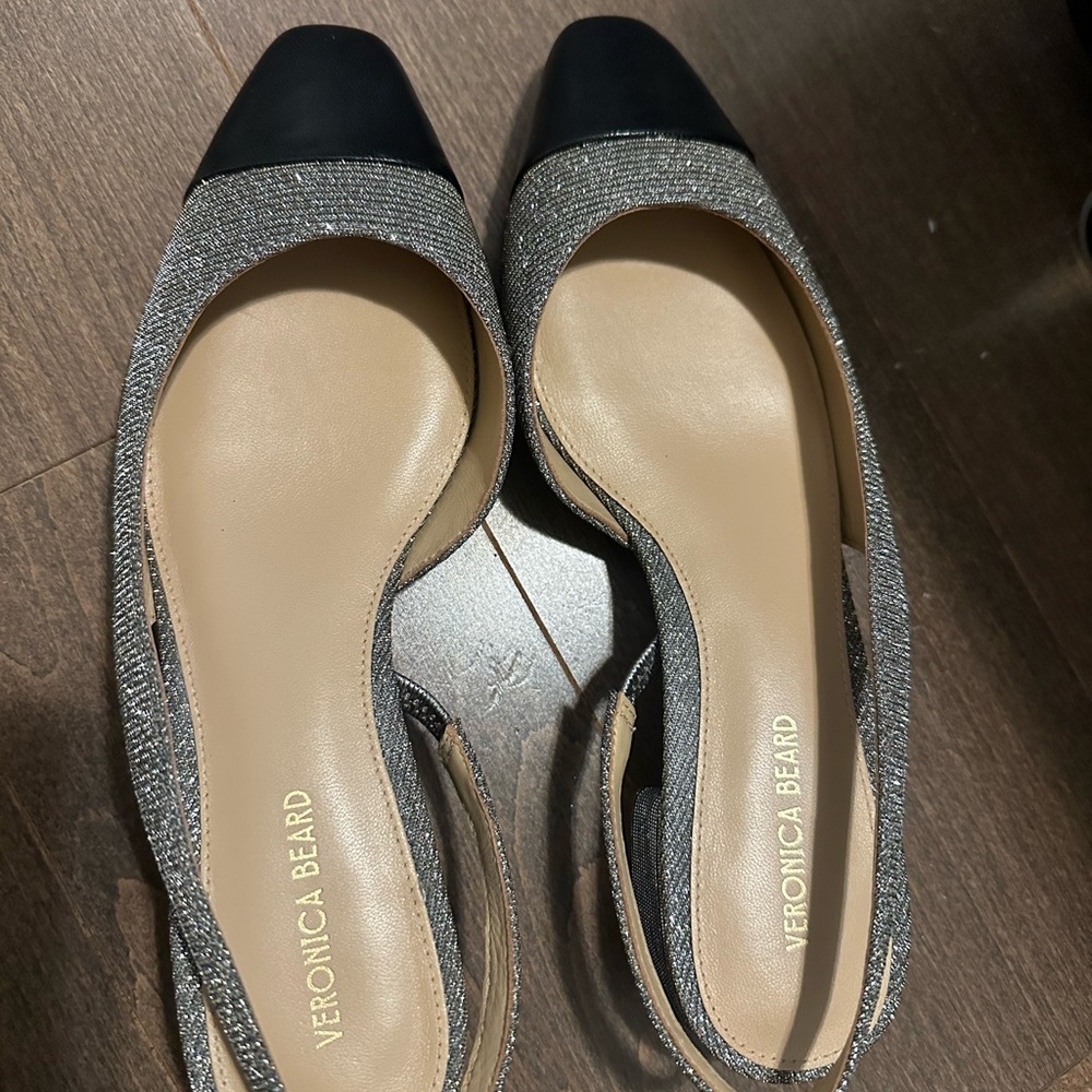 Veronica Beard Silver and Black Heels